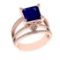 2.70 Ctw VS/SI1 Blue Sapphire And Diamond 14k Rose Gold Engagement Ring (AL