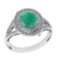 2.65 Ctw VS/SI1 Emerald and Diamond 14k white Gold Engagement Ring