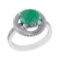 3.12 Ctw VS/SI1 Emerald and Diamond 14k white Gold Engagement Ring