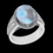 5.95 Ctw VS/SI1 Rainbow Moonstone And Diamond 14K White Gold Engagement Rin