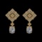 12.19 Ctw VS/SI1 Diamond Prong Set 18k Yellow Gold Dangle Stud Earrings (AL