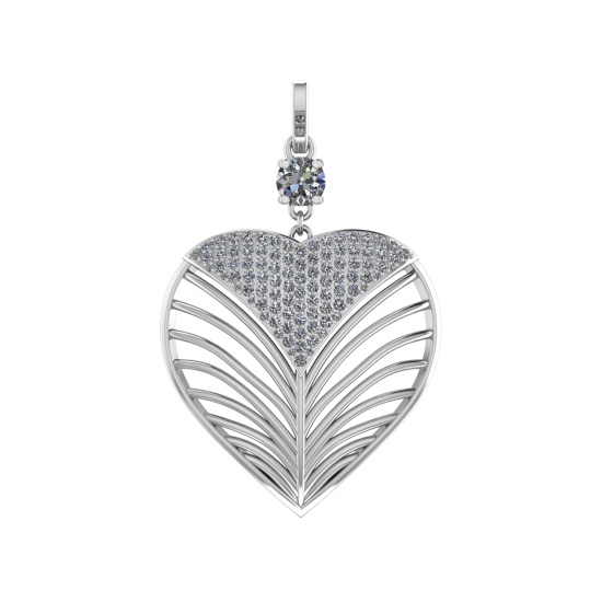2.13 Ctw SI1/SI2 Diamond Prong Set 14k white Gold Pendant (ALL DIAMOND ARE