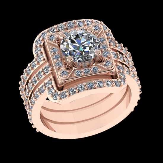 2.61 Ctw VS/SI1 Diamond Prong Set 18k Rose Gold Engagement Ring (ALL DIAMON