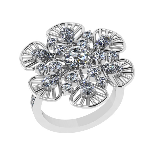 3.50 Ctw SI1/SI2 Diamond Prong Set 14k white Gold Engagement Ring (ALL DIAM