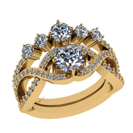 2.04 Ctw VS/SI1 Diamond 14k Yellow Gold Engagement Ring(ALL DIAMOND ARE LAB