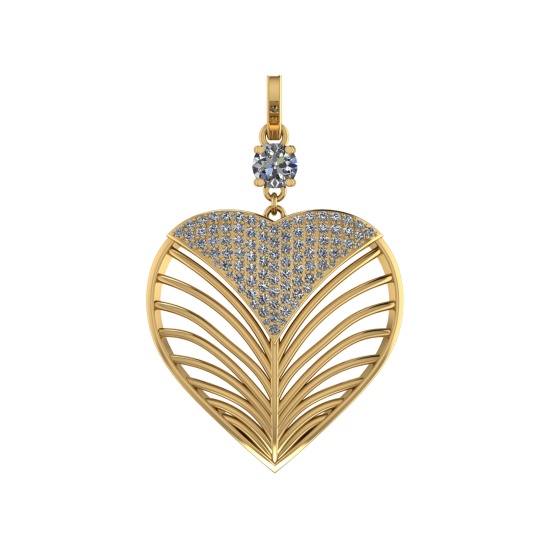 2.13 Ctw SI1/SI2 Diamond Prong Set 14k Yellow Gold Pendant (ALL DIAMOND ARE