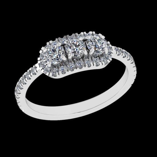 0.75 Ctw SI1/SI2 Diamond 10k white Gold Engagement Ring (ALL DIAMOND ARE LA
