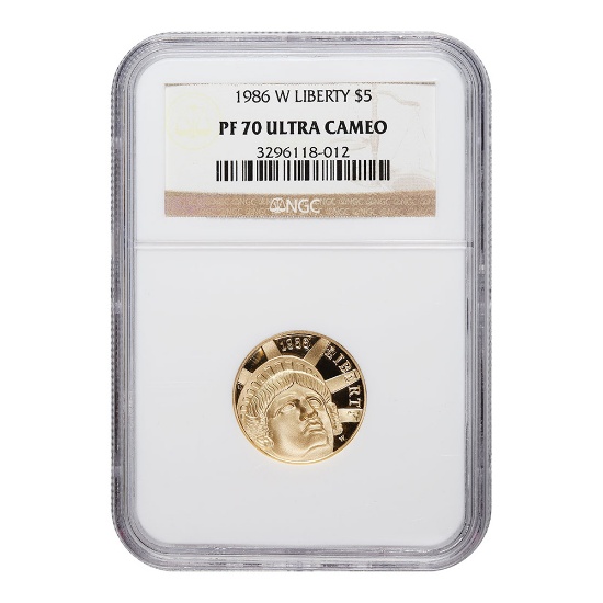 Certified Gold $5 Commemorative 1986-W Liberty PF70 NGC