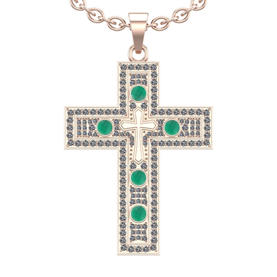 1.96 Ctw VS/SI1 Emerald and Diamond 14k Rose Gold Pandant Necklace (ALL DIA