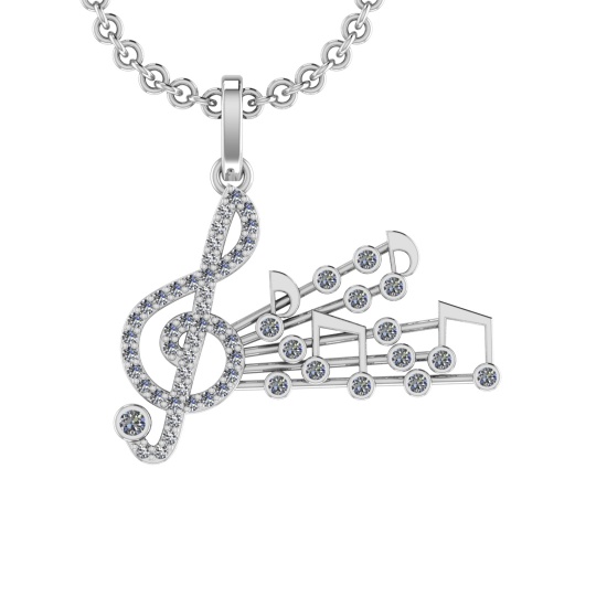 0.57 Ctw SI2/SI1 Diamond 14k White Gold musical instruments theme Pendant (