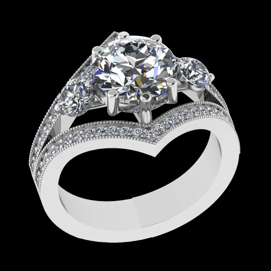 3.40 Ctw SI1/SI2 Diamond 10k white Gold Engagement Ring (ALL DIAMOND ARE LA