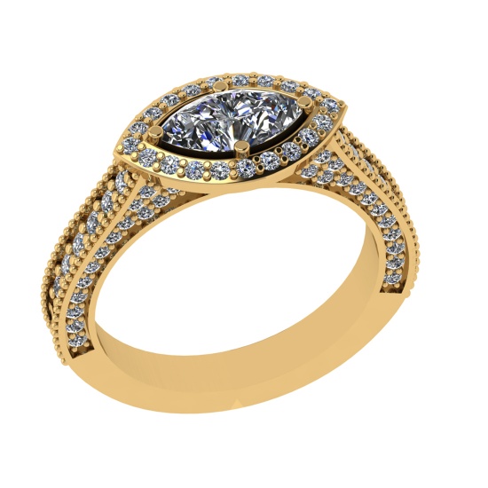 1.90 Ctw SI2/SI1 Diamond 14K Yellow Gold Engagement Ring (ALL DIAMOND ARE L