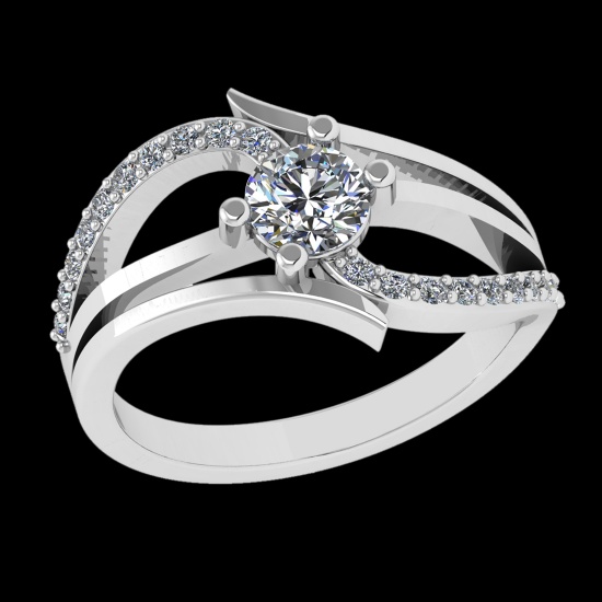 0.72 Ctw SI1/SI2Diamond Prong Set 10k white Gold Engagement Ring (ALL DIAMO