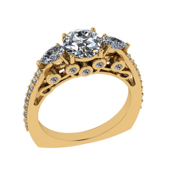2.20 Ctw SI1/SI2 Diamond Prong Set 14k Yellow Gold Engagement Ring (ALL DIA