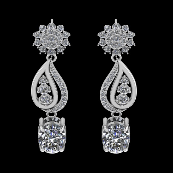 13.57 Ctw VS/SI1 Diamond Prong Set 18k white Gold Dangle Stud Earrings (ALL
