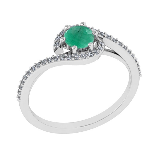 0.69 Ctw VS/SI1 Emerald and Diamond 14K White Gold Engagement Ring (ALL DIA