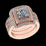 2.61 Ctw VS/SI1 Diamond Prong Set 18k Rose Gold Engagement Ring (ALL DIAMON