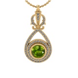 1.85 Ctw VS/SI1 Peridot and Diamond 10K Yellow Gold Pendant (ALL DIAMOND AR