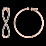2.22 Ctw VS/SI1 Diamond 14K Rose Gold Hoop Earrings (ALL DIAMOND ARE LAB GR