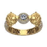 41.73 Ctw VS/SI1 Diamond 14k Yellow Gold Creature Theme lion Bracelet Bangl