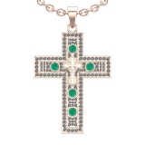 1.96 Ctw VS/SI1 Emerald and Diamond 14k Rose Gold Pandant Necklace (ALL DIA