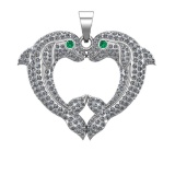 2.50 Ctw VS/SI1 Diamond 14k white Gold Fish Pendant (ALL DIAMOND ARE LAB GR
