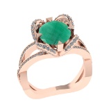 3.40 Ctw VS/SI1 Emerald and Diamond 14k Rose Gold Engagement Ring