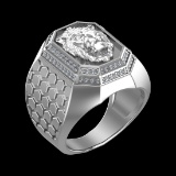 0.41 Ctw VS/SI1 Diamond Prong Set 18k white Gold Creature theme Ring (ALL D