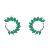 3.18 Ctw VS/SI1 Emerlad And Diamond 14K Rose Gold Earrings (ALL DIAMOND ARE