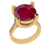 3.25 Ctw VS/SI1 Ruby And Diamond 14k Yellow Gold Engagement Ring (ALL DIAMO