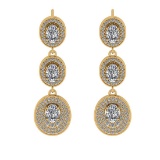 3.93 Ctw VS/SI1 Diamond 10K Yellow Gold Dangle Earrings (ALL DIAMOND ARE LA