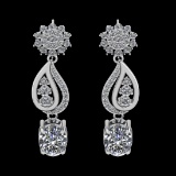 13.57 Ctw VS/SI1 Diamond Prong Set 18k white Gold Dangle Stud Earrings (ALL