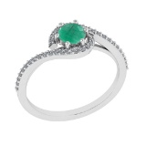 0.69 Ctw VS/SI1 Emerald and Diamond 14K White Gold Engagement Ring (ALL DIA
