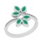 0.72 Ctw VS/SI1 Emerald And Diamond 14K White Gold Bypass Ring