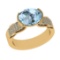 2.98 Ctw VS/SI1 Blue Topaz And Diamond 14K Yellow Gold Engagement Ring( ALL
