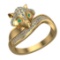 0.52 Ctw VS/SI1 Emerald and Diamond 14k Yellow Gold Animal theme Fox Ring (