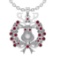 3.02Ctw VS/SI1 Ruby and Diamond 14K White Gold Necklace(ALL DIAMOND ARE LAB