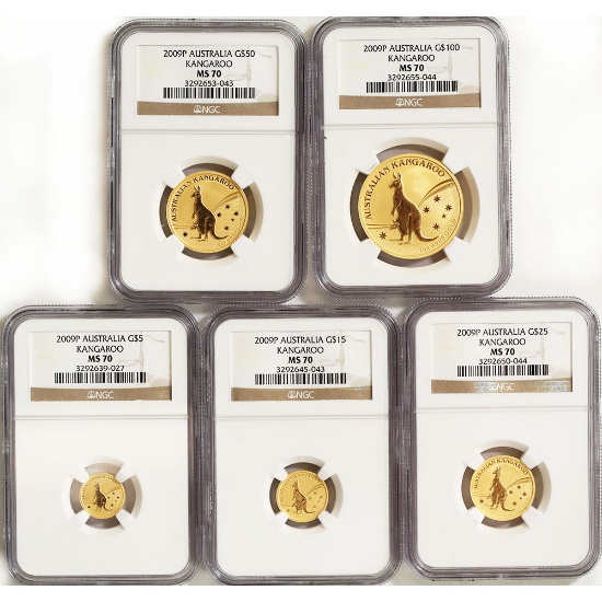 Australia 2009 Gold Kangaroo Prestige Set MS70 NGC