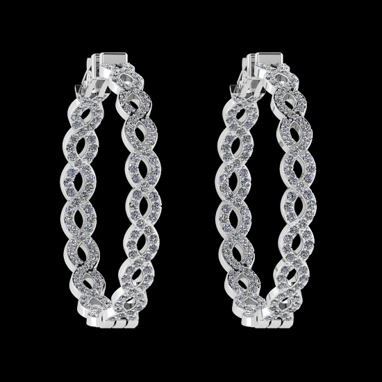 1.88 Ctw VS/SI1 Diamond 14K White Gold Hoop Earrings (ALL DIAMOND ARE LAB G