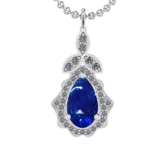 19.12 Ctw VS/SI1 Tanzanite and Diamond 14K White Gold Pendant