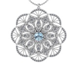 2.47 Ctw VS/SI1 Blue Topaz and Diamond Set 10K white Gold Pendant (ALL DIAM