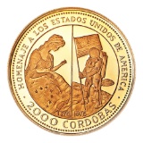 Nicaragua 2000 Cordobas Gold 1975 U.S. Bicentennial BU