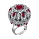 17.72 Ctw VS/SI1 Ruby and Diamond 14k white Gold Engagement Ring (ALL DIAMO