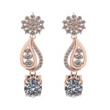 13.57 Ctw VS/SI1 Diamond Prong Set 14K Rose Gold Dangle Stud Earrings (ALL