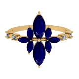 1.75 Ctw VS/SI1 Blue Sapphire And Diamond 14K Rose Gold Cocktail Ring