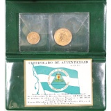 Nicaragua 2 Piece Gold Cordoba Set 1975 BU