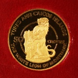 Turks and Caicos 50 Crowns Gold PF 1978 White Lion of Mortimer