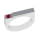 0.48 Ctw VS/SI1 Ruby and Diamond 14K White Gold Engagement Ring (ALL DIAMON