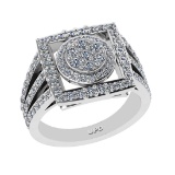 1.82 Ctw VS/SI1 Diamond 14K White Gold Cluster Engagement Ring