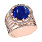 9.43 Ctw SI1/SI2 Tanzanite and Diamond 14k Rose Gold Engagement Ring ( (ALL